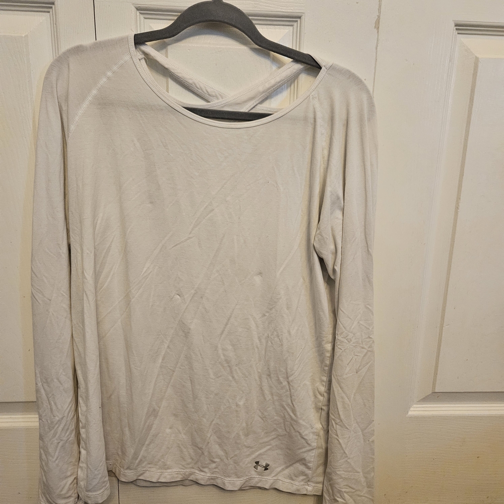 Under Armour White Long Sleeve Crisscross Back Top